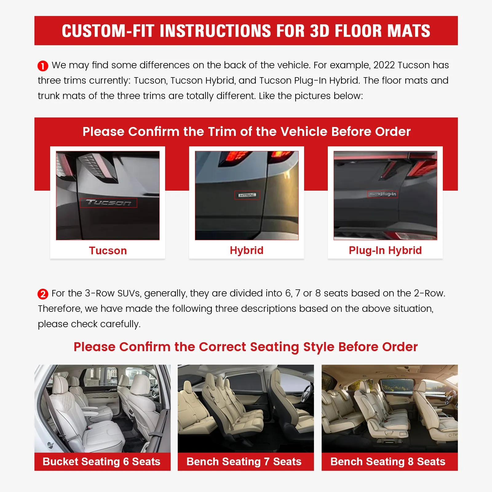 2022-2024 Kia EV6 All Weather 3D Floor Mat Carpets   Trunk Mat TPE