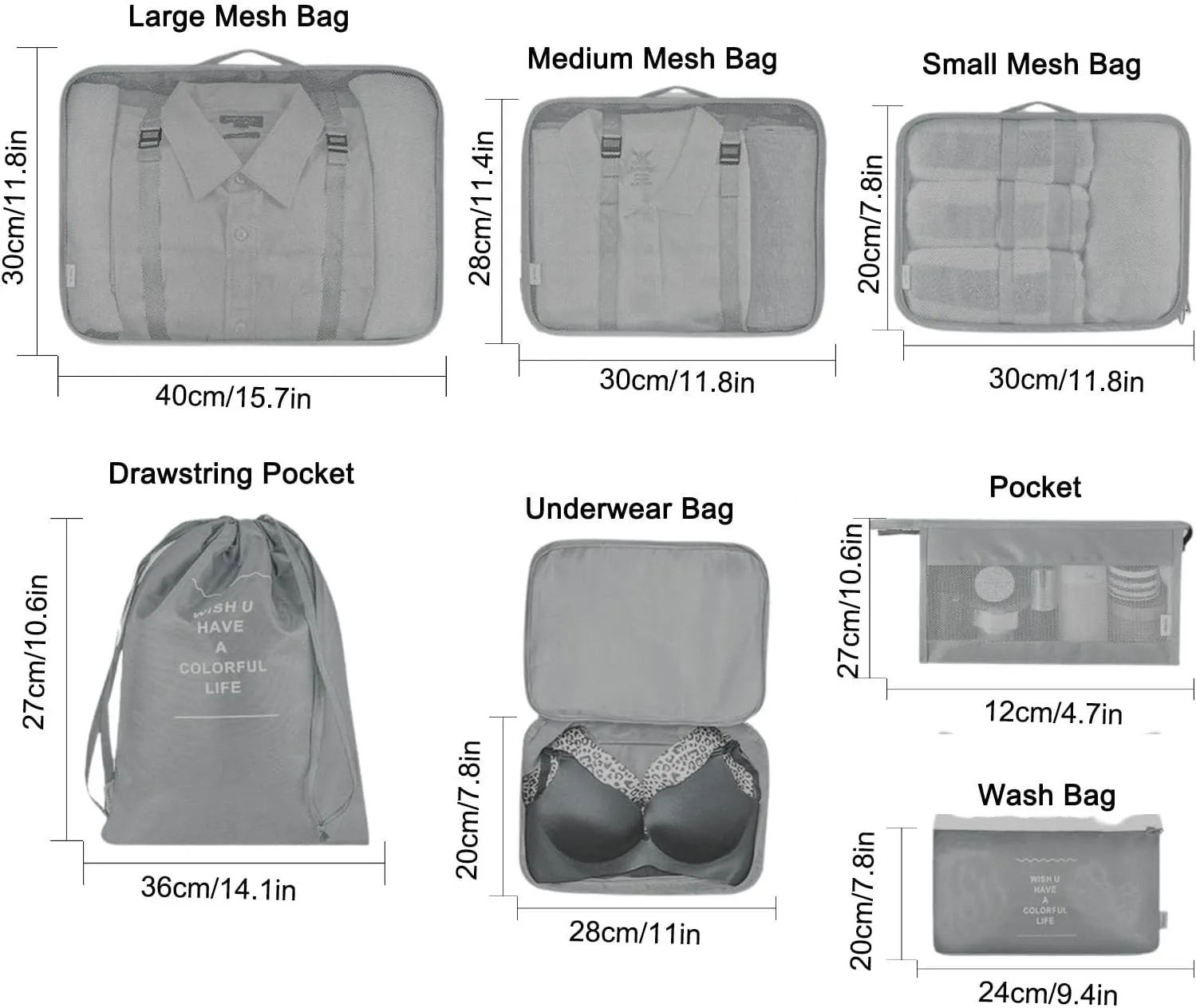 7-Piece Travel Organizer Bag Set