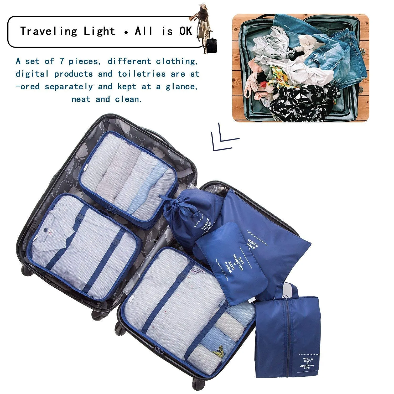 7-Piece Travel Organizer Bag Set