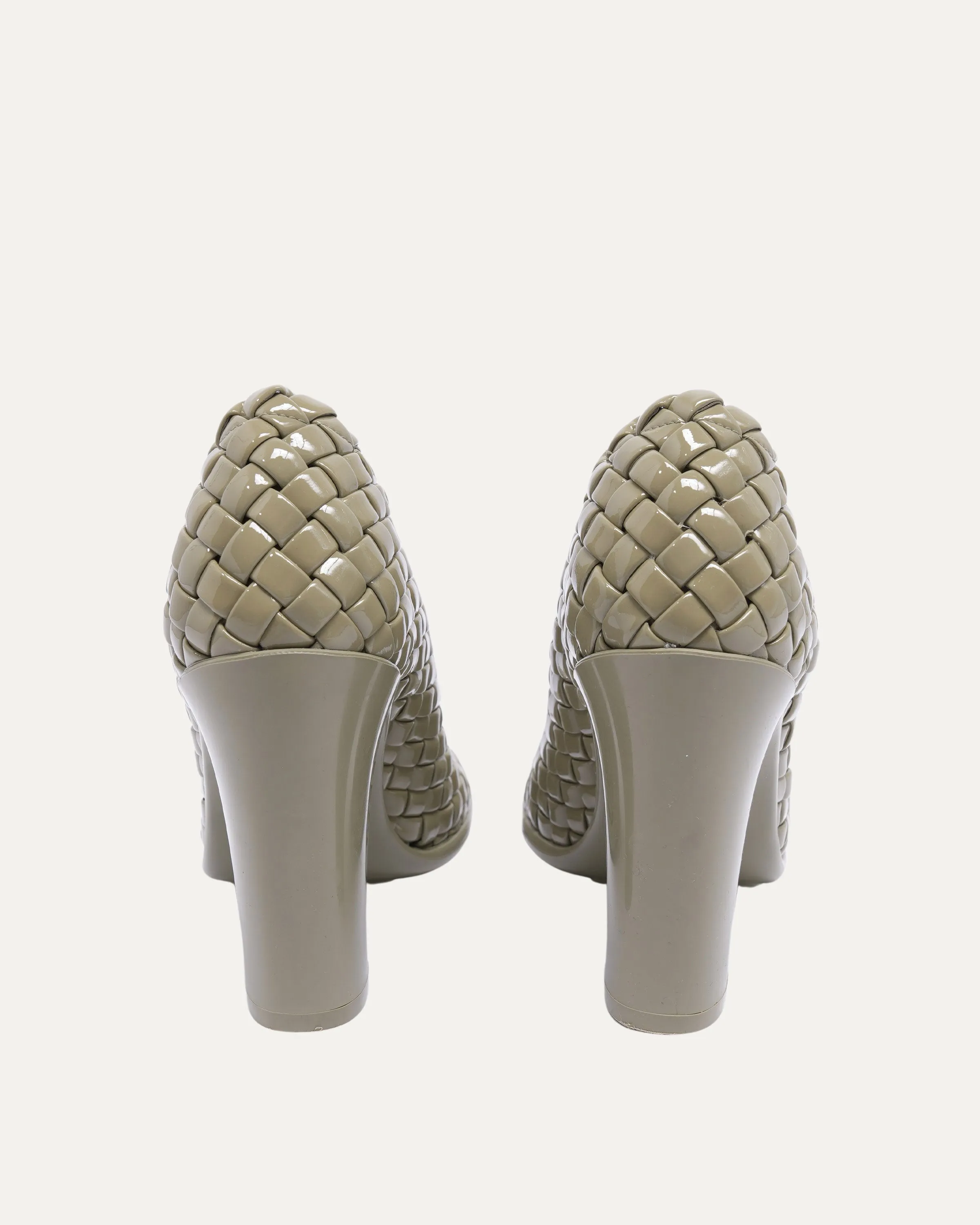 95mm Woven Patent Pumps