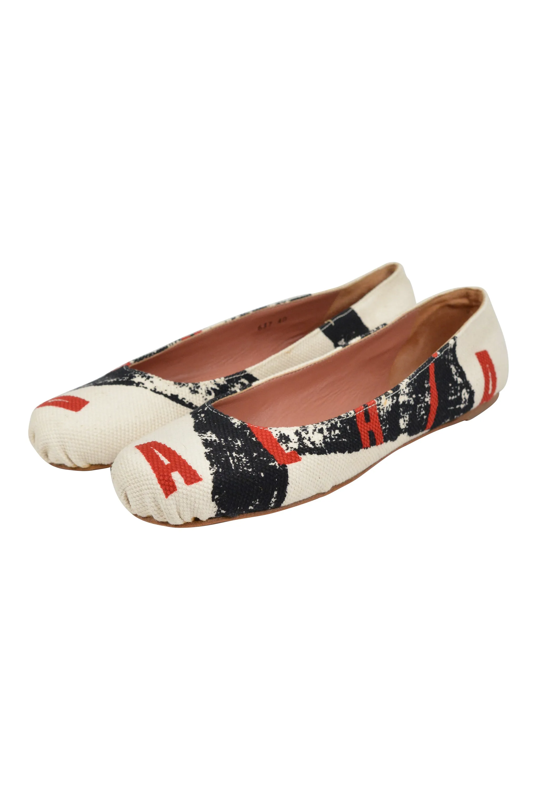 ALAIA LOGO PRINT BALLERINA FLATS 2000S