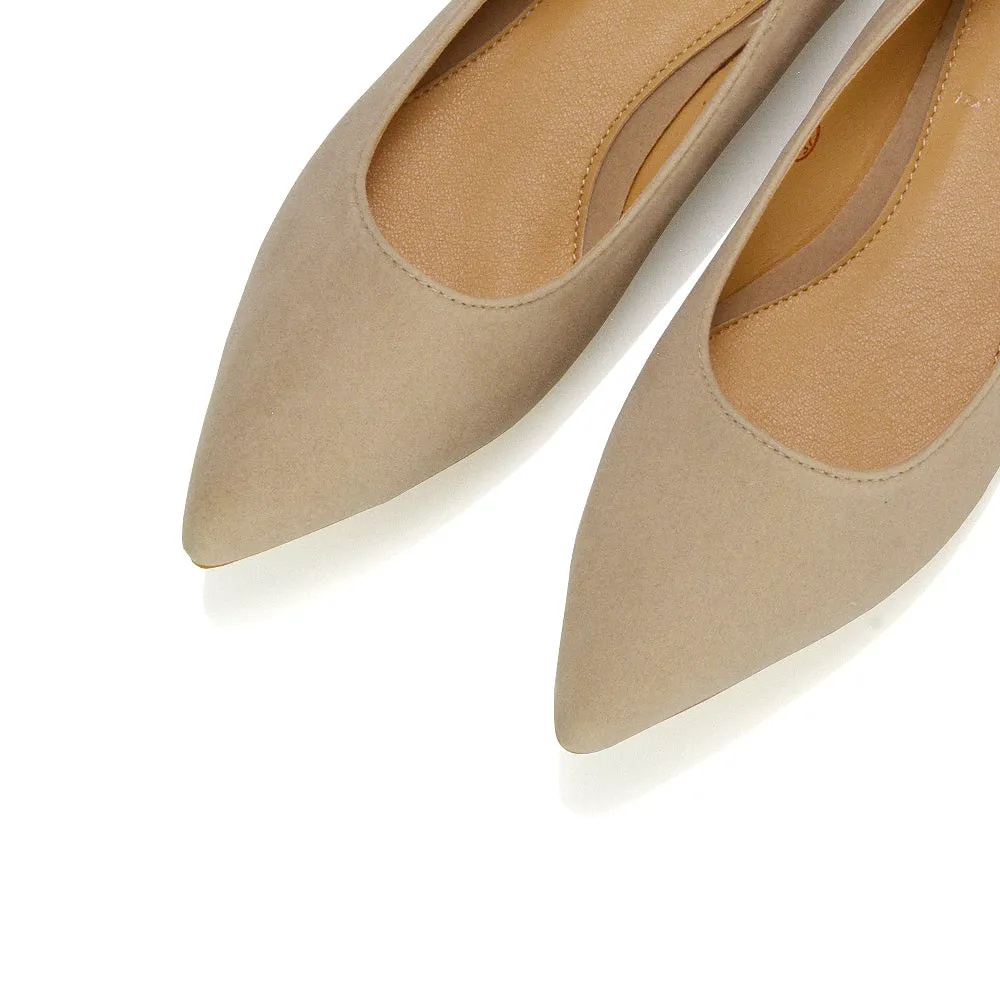 Alessia Flat Pointed Toe Low Heel Slip on Bridal Ballerina Pump Shoes in Black