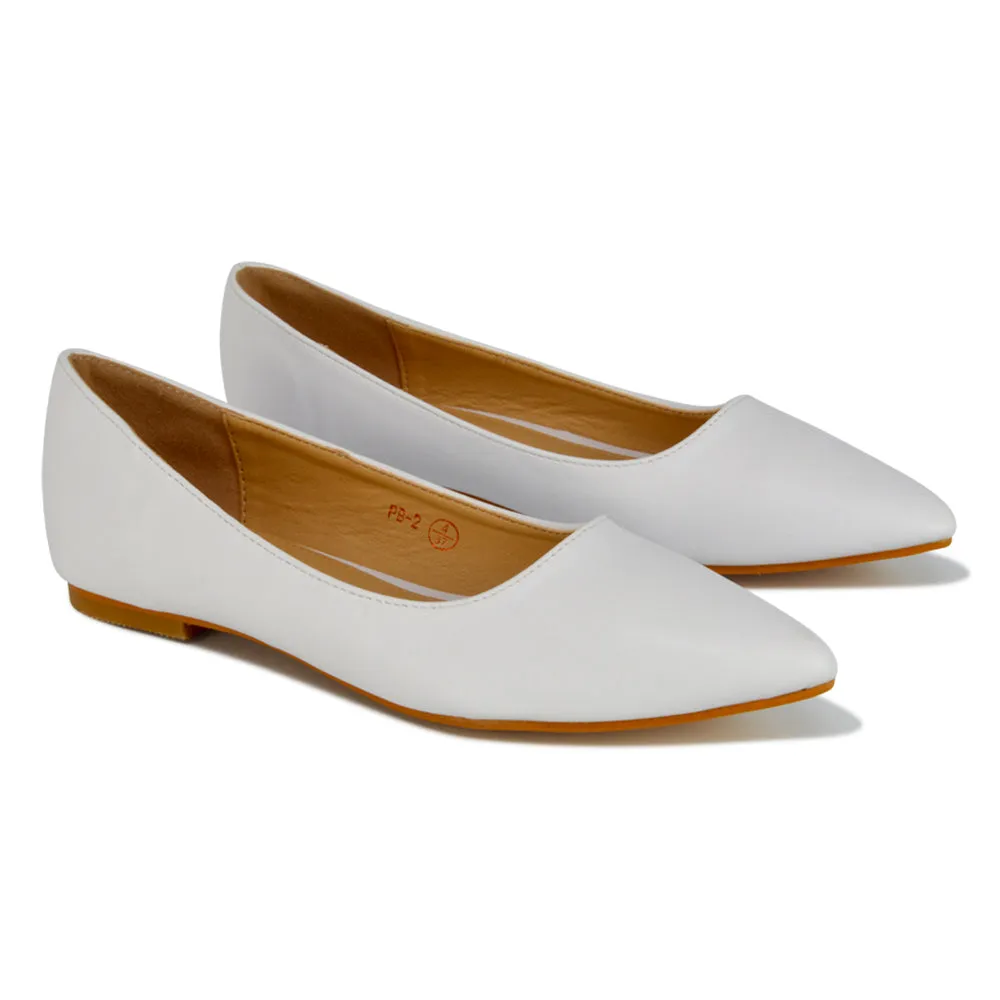 Alessia Flat Pointed Toe Low Heel Slip on Bridal Ballerina Pump Shoes in Black