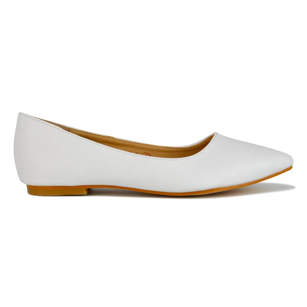 Alessia Flat Pointed Toe Low Heel Slip on Bridal Ballerina Pump Shoes in Black