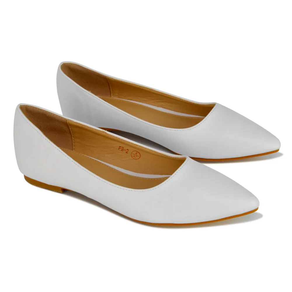 Alessia Flat Pointed Toe Low Heel Slip on Bridal Ballerina Pump Shoes in Black