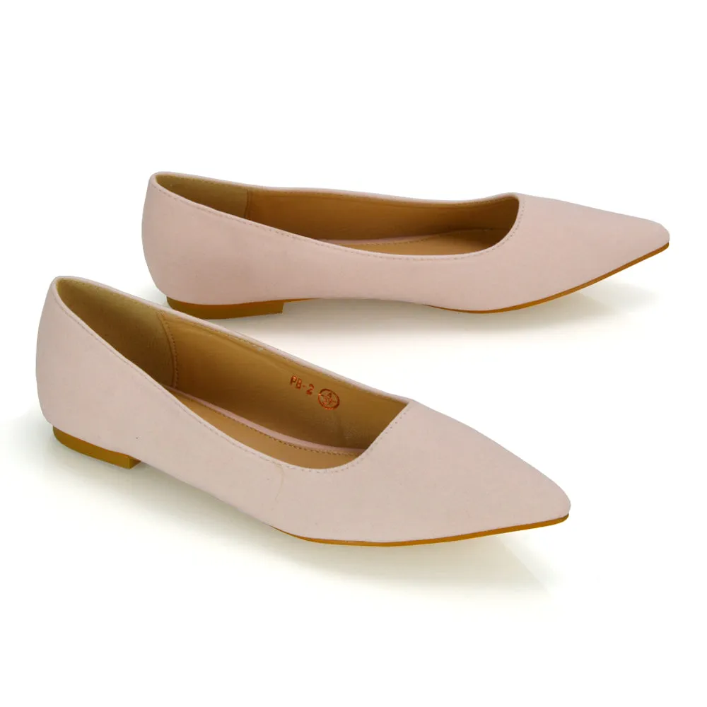 Alessia Flat Pointed Toe Low Heel Slip on Bridal Ballerina Pump Shoes in Black