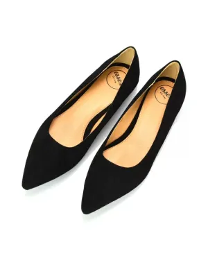Alessia Flat Pointed Toe Low Heel Slip on Bridal Ballerina Pump Shoes in Black