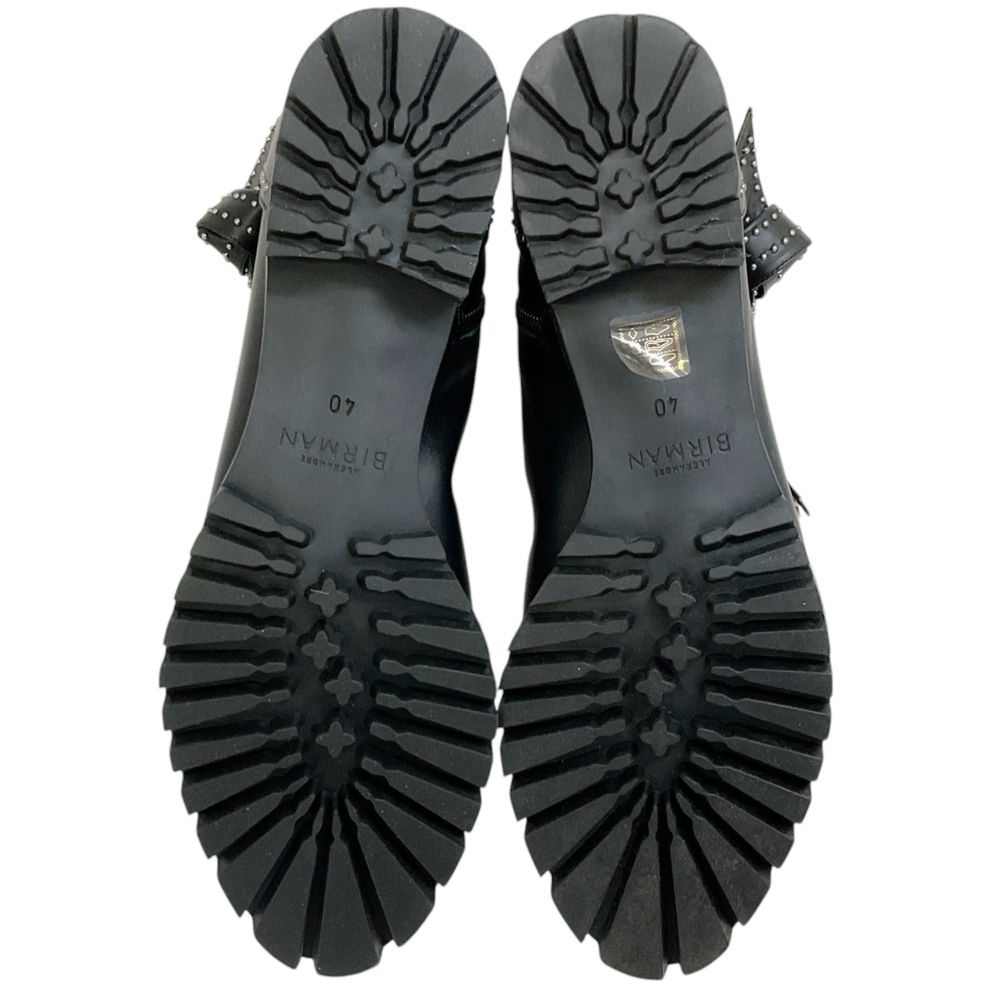 Alexandre Birman Black Studded Lace Up Evelyn Flat Boots