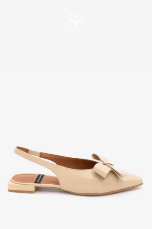 ANGEL ALARCON CHARLOTTE - CREAM BOW SLINGBACK FLATS