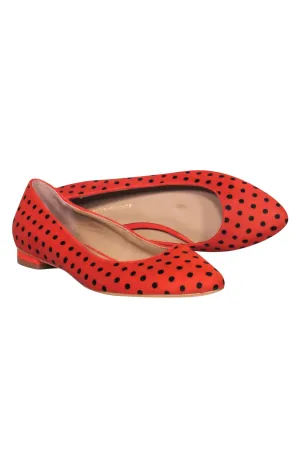 Anthropologie - Orange & Black Polka Dot Calf Hair Flats Sz 7.5