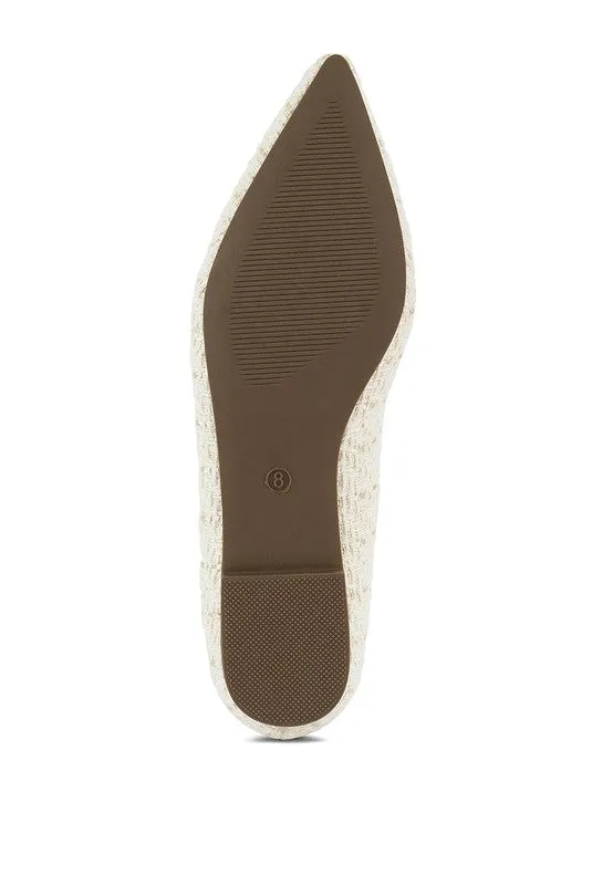 Aria Jewel Buckle Tweed Flats