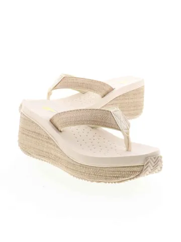 BAHAMA PU WOVEN STRAW WEDGE FLIP FLOP