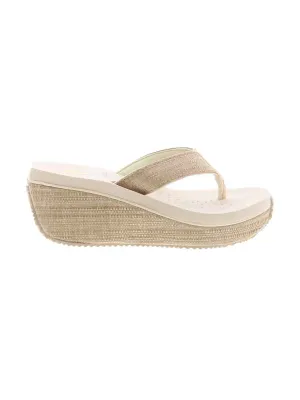BAHAMA PU WOVEN STRAW WEDGE FLIP FLOP