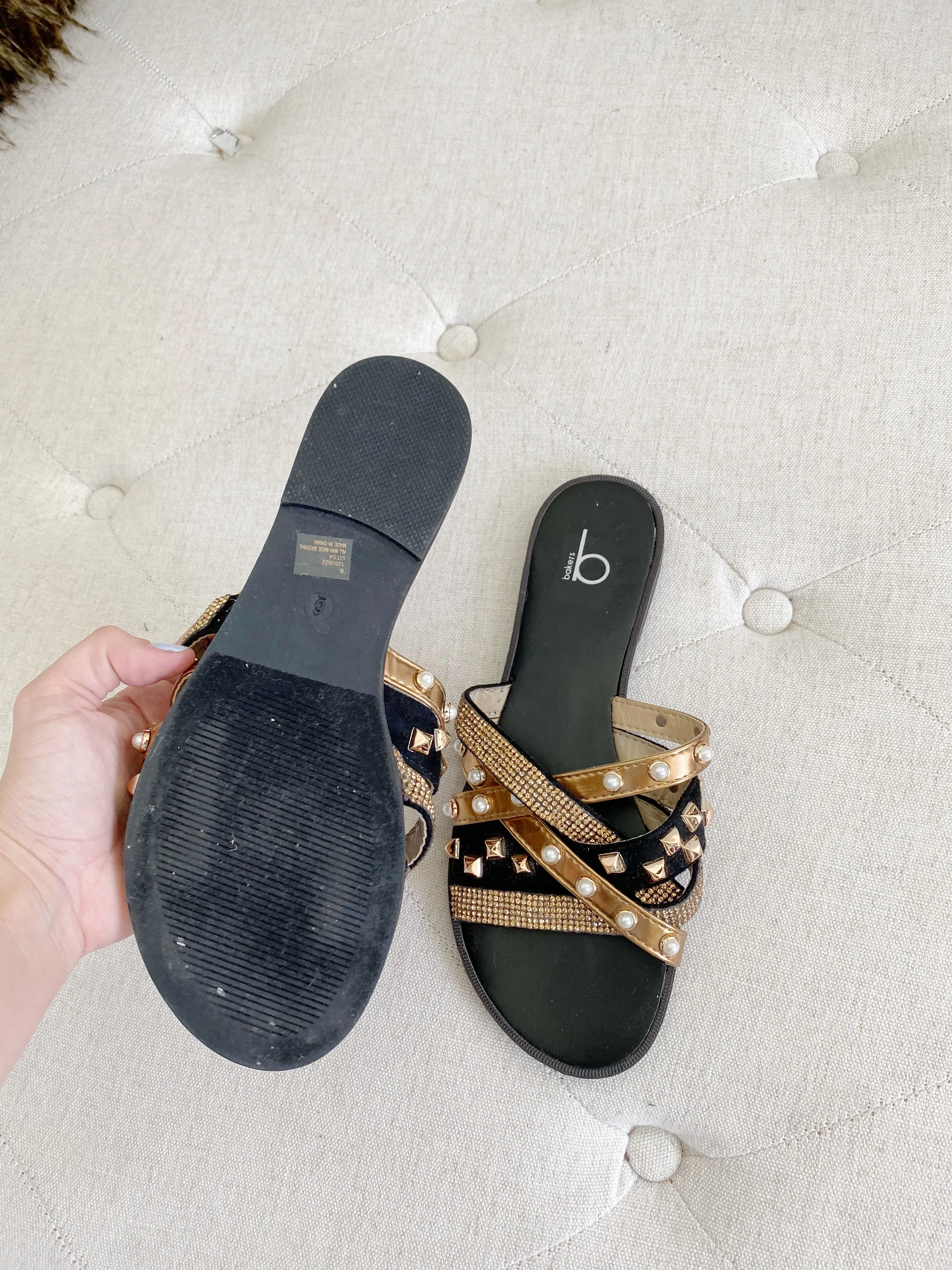 Bakers Studded Pearl Sandals size 6
