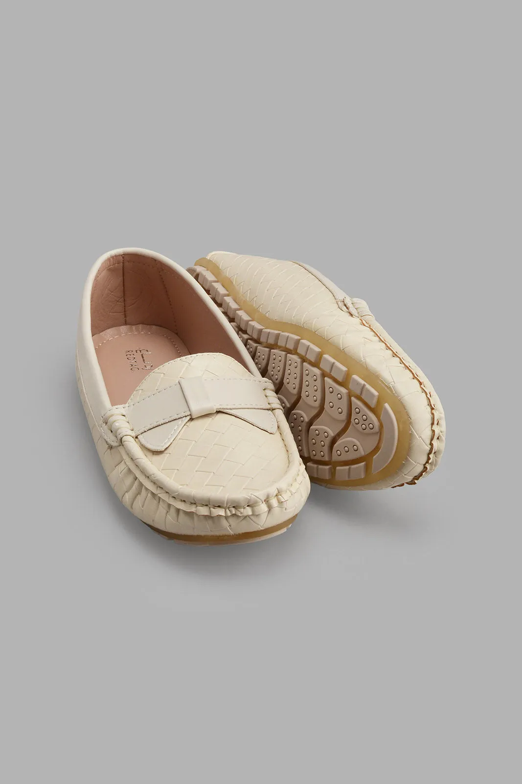 Beige Woven Moccasin