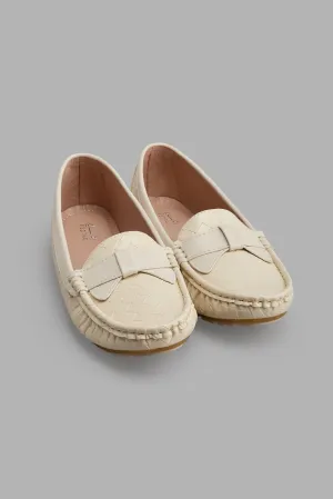 Beige Woven Moccasin