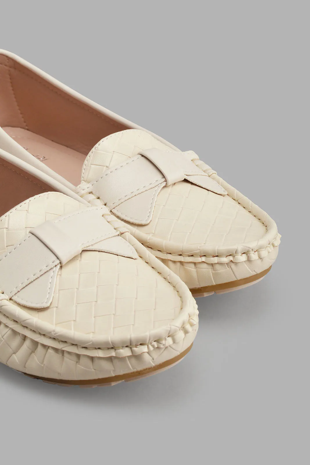 Beige Woven Moccasin