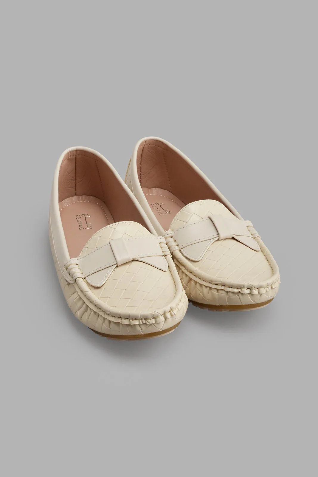 Beige Woven Moccasin