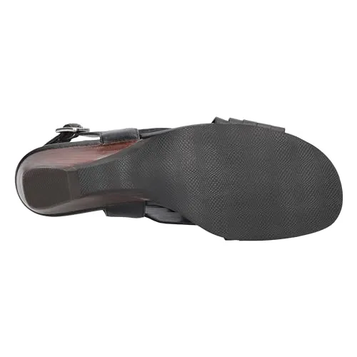 Bella Vita Women's Seble Wedge Sandal, Black Leather, 7 Wide