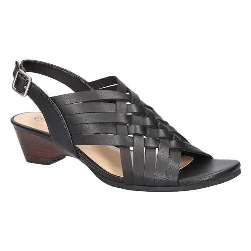Bella Vita Women's Seble Wedge Sandal, Black Leather, 7 Wide