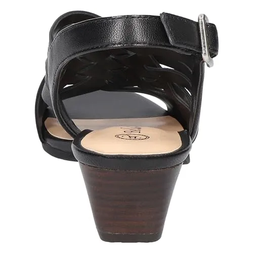 Bella Vita Women's Seble Wedge Sandal, Black Leather, 7 Wide