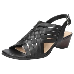 Bella Vita Women's Seble Wedge Sandal, Black Leather, 7 Wide