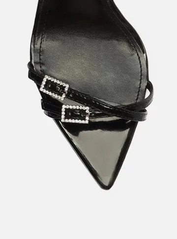 Black Sandal Varnish Thin High Heel