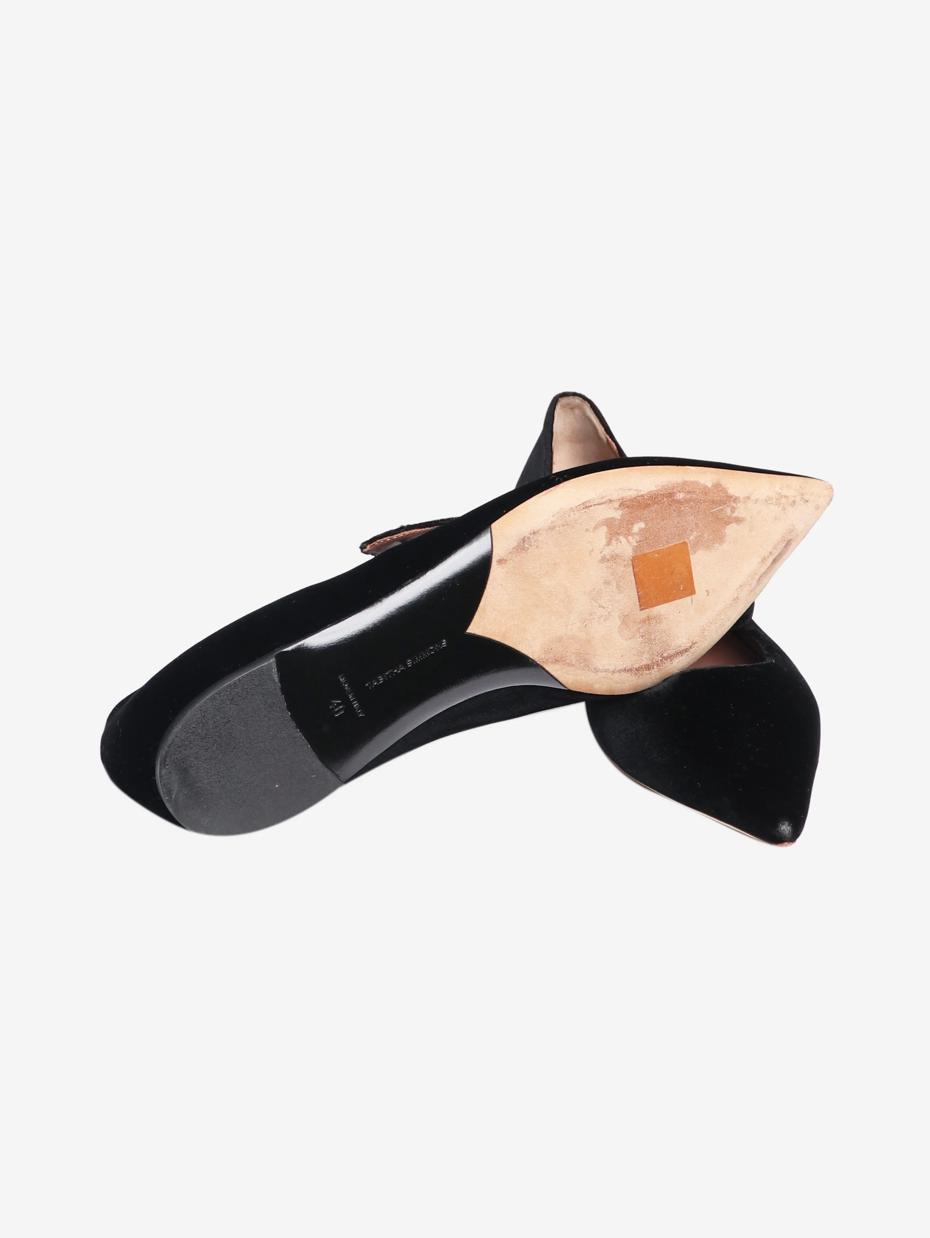 Black velvet Mary Jane flats - size EU 40