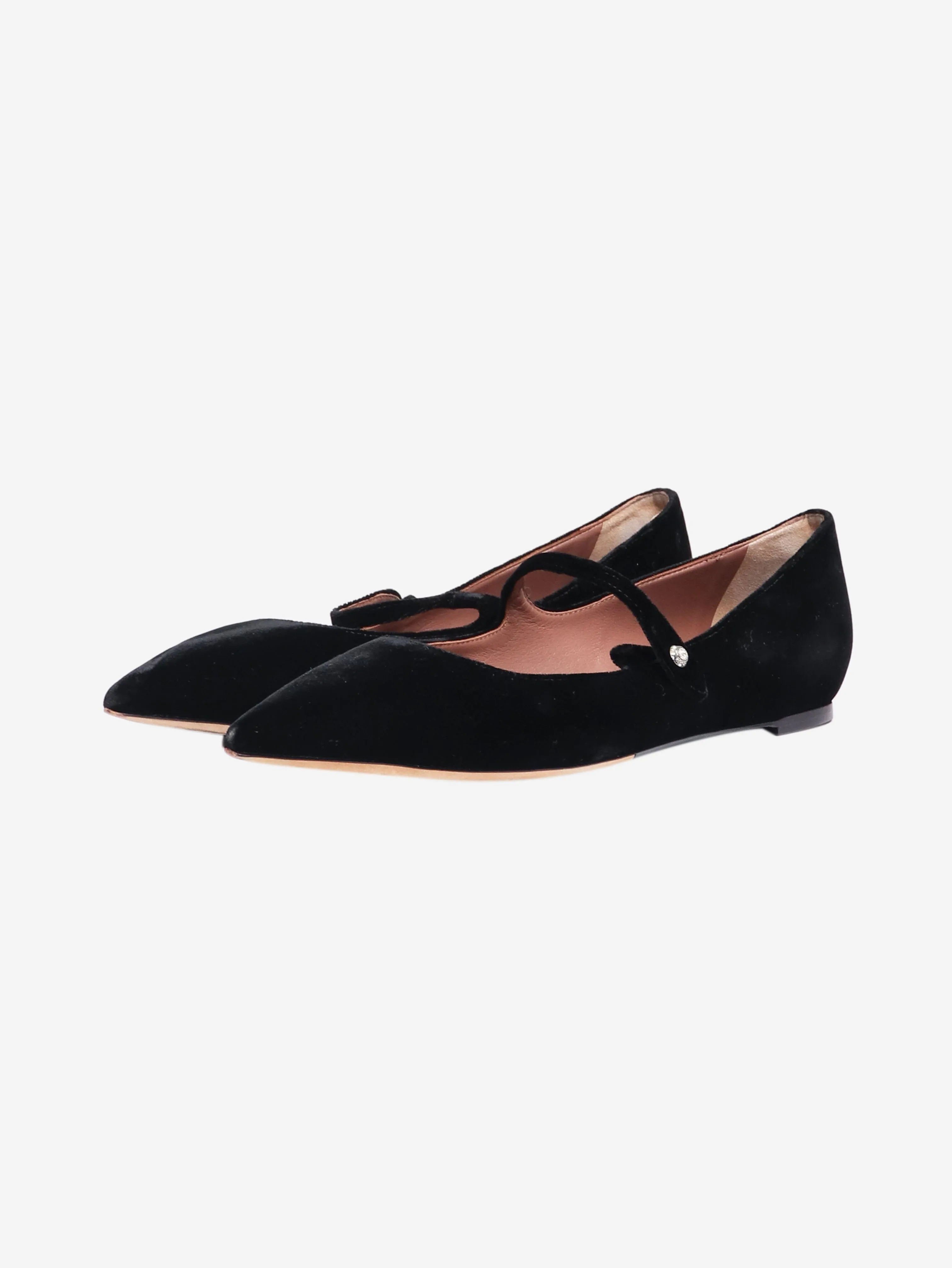 Black velvet Mary Jane flats - size EU 40