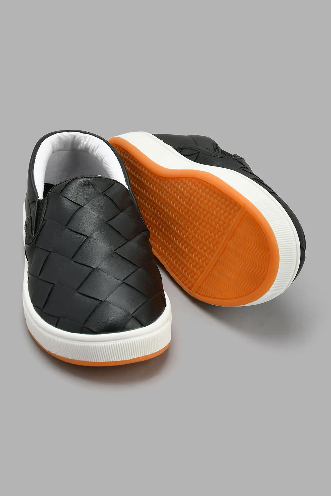 Black Woven Slip-On Shoe