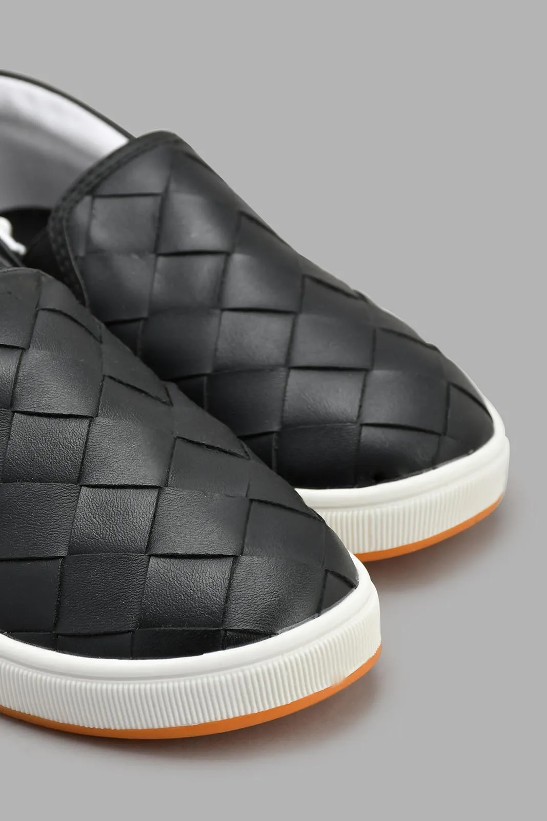 Black Woven Slip-On Shoe