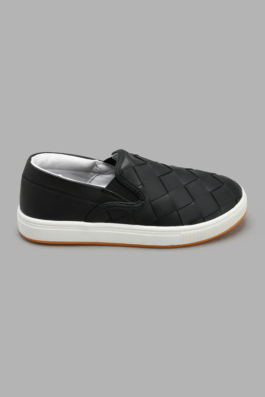 Black Woven Slip-On Shoe