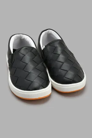 Black Woven Slip-On Shoe