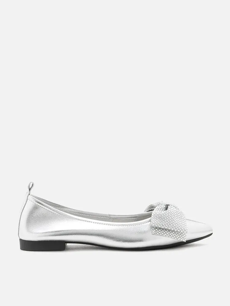 Blakely Crystal Embellished Bow Pointed Toe Flats