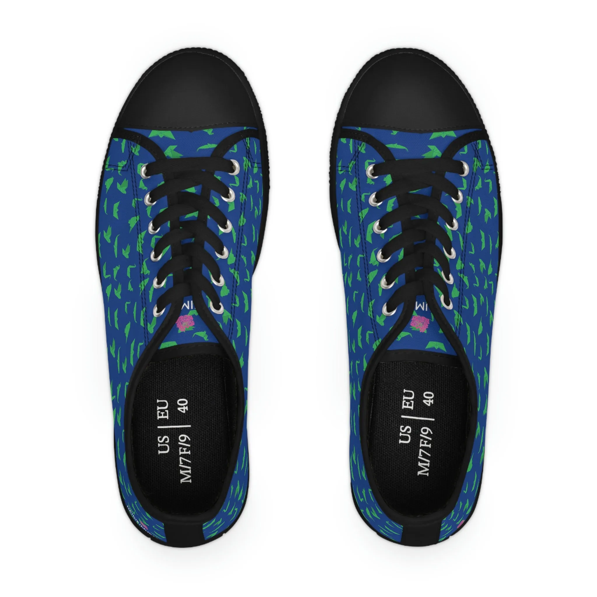 Blue Green Cranes Ladies' Sneakers, Women's Low Top Sneakers Best Quality Women's Canvas Sneakers (US Size: 5.5-12)