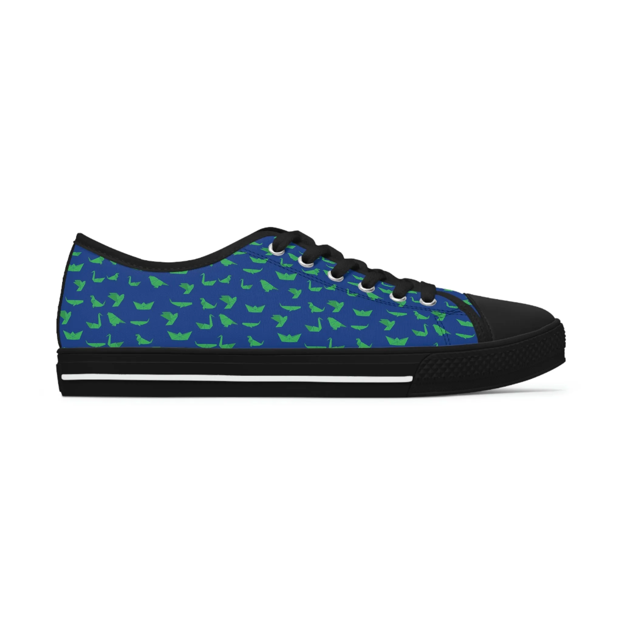 Blue Green Cranes Ladies' Sneakers, Women's Low Top Sneakers Best Quality Women's Canvas Sneakers (US Size: 5.5-12)