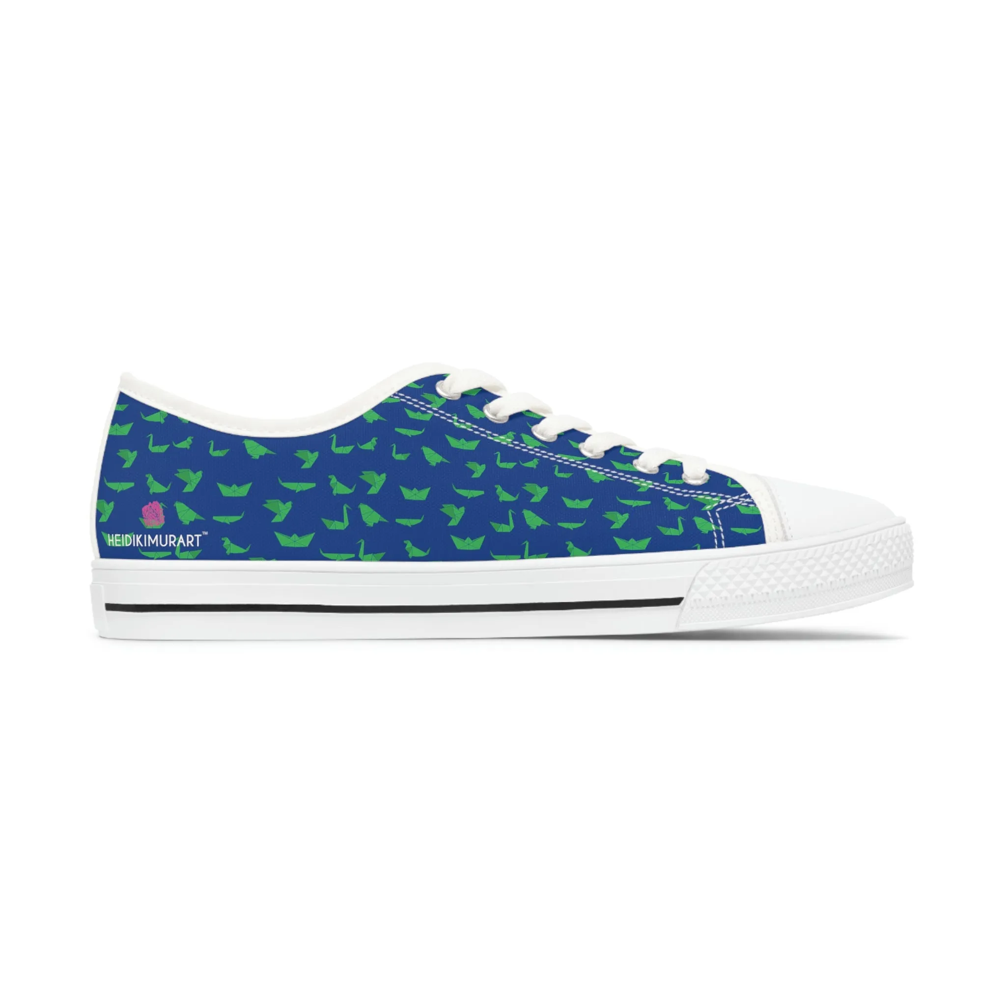 Blue Green Cranes Ladies' Sneakers, Women's Low Top Sneakers Best Quality Women's Canvas Sneakers (US Size: 5.5-12)