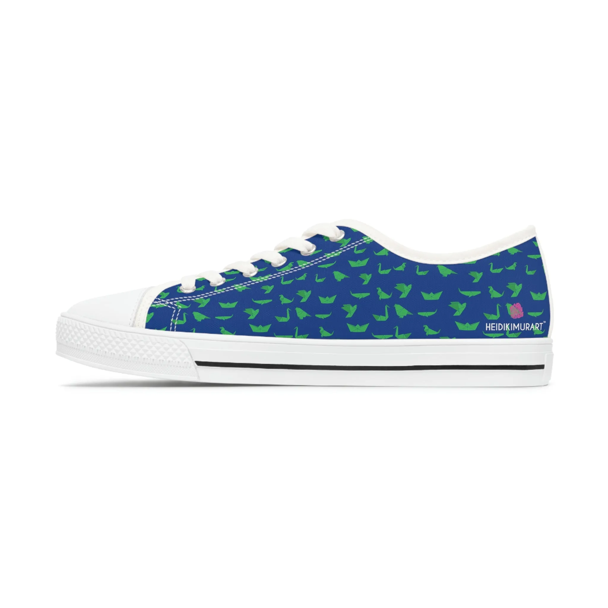 Blue Green Cranes Ladies' Sneakers, Women's Low Top Sneakers Best Quality Women's Canvas Sneakers (US Size: 5.5-12)