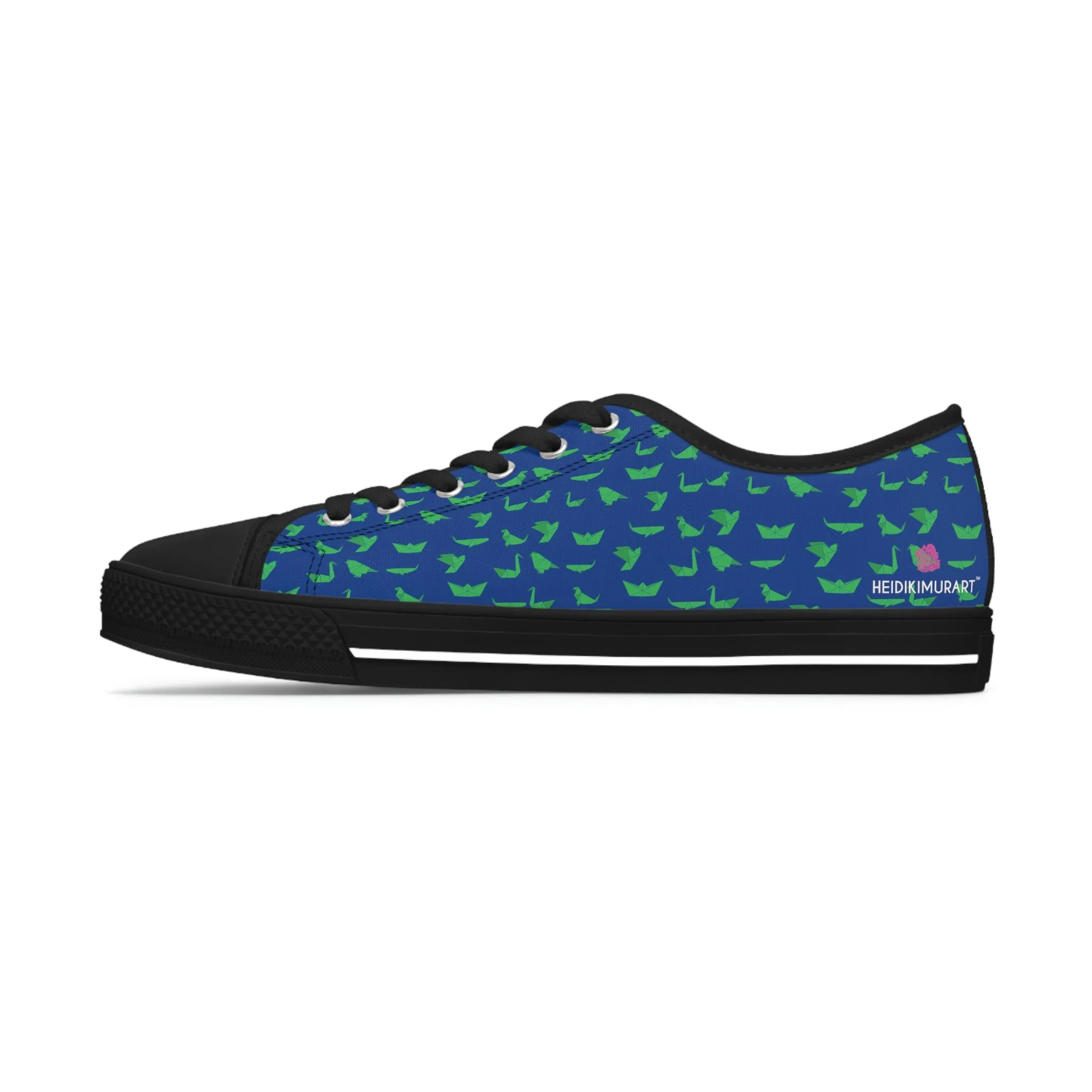 Blue Green Cranes Ladies' Sneakers, Women's Low Top Sneakers Best Quality Women's Canvas Sneakers (US Size: 5.5-12)