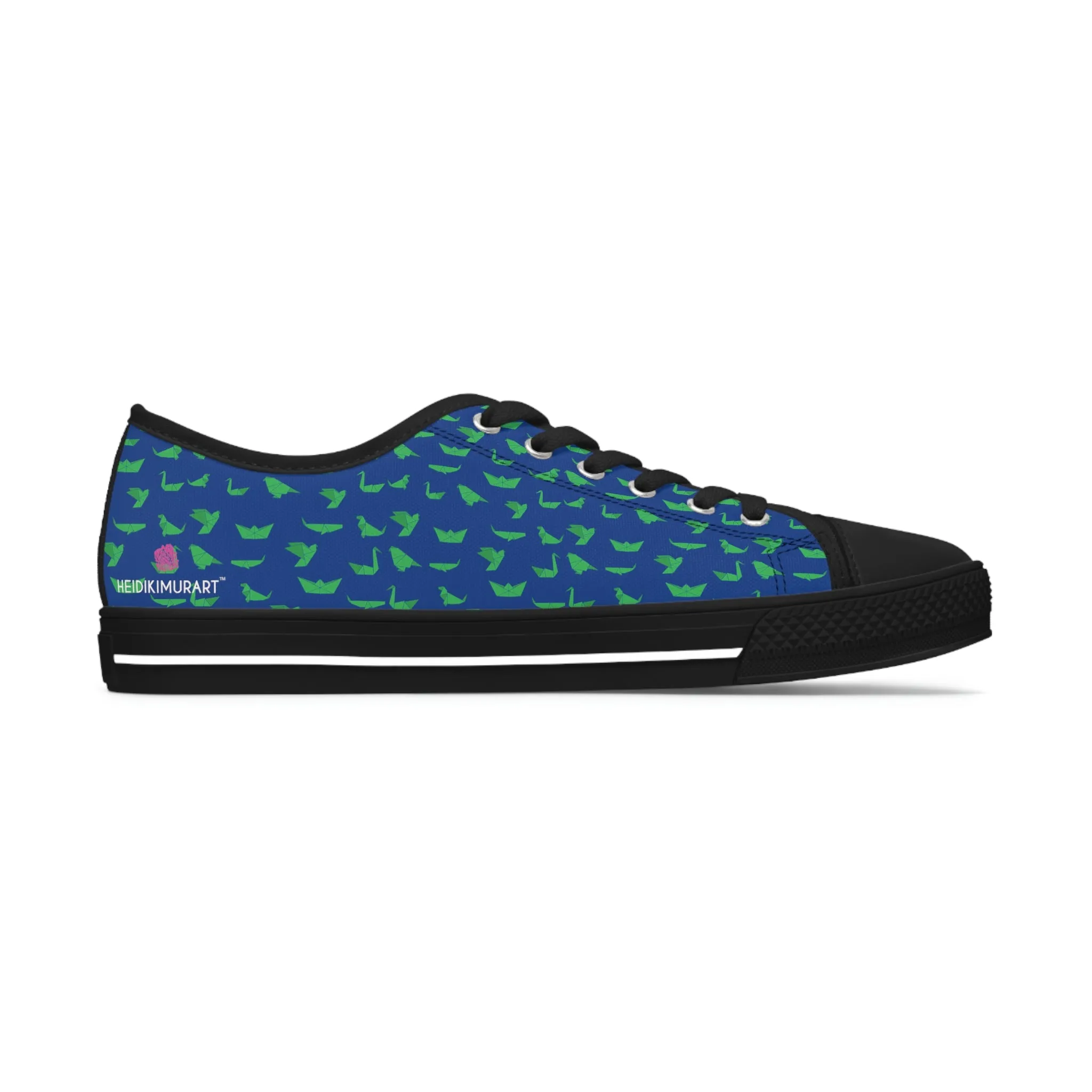 Blue Green Cranes Ladies' Sneakers, Women's Low Top Sneakers Best Quality Women's Canvas Sneakers (US Size: 5.5-12)