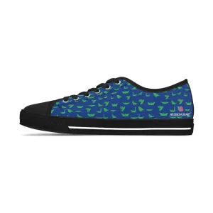 Blue Green Cranes Ladies' Sneakers, Women's Low Top Sneakers Best Quality Women's Canvas Sneakers (US Size: 5.5-12)