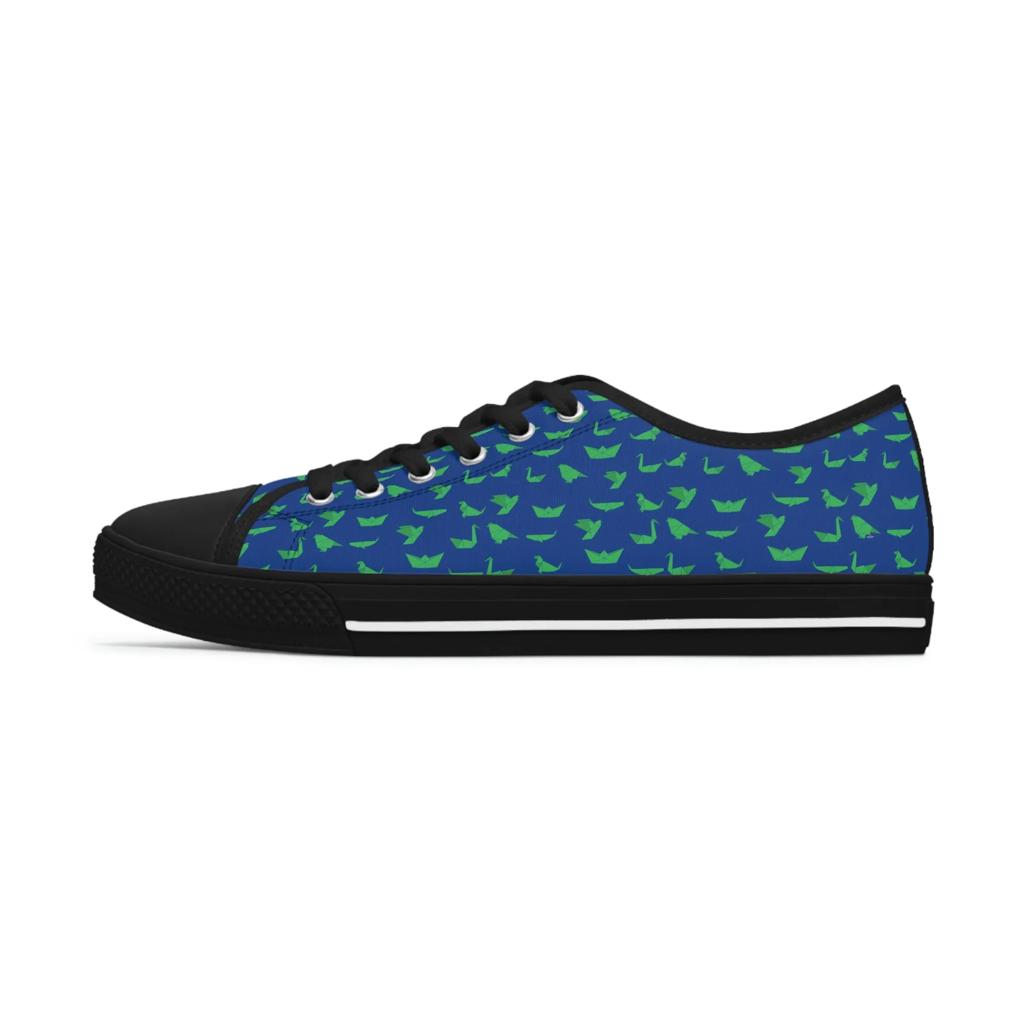 Blue Green Cranes Ladies' Sneakers, Women's Low Top Sneakers Best Quality Women's Canvas Sneakers (US Size: 5.5-12)