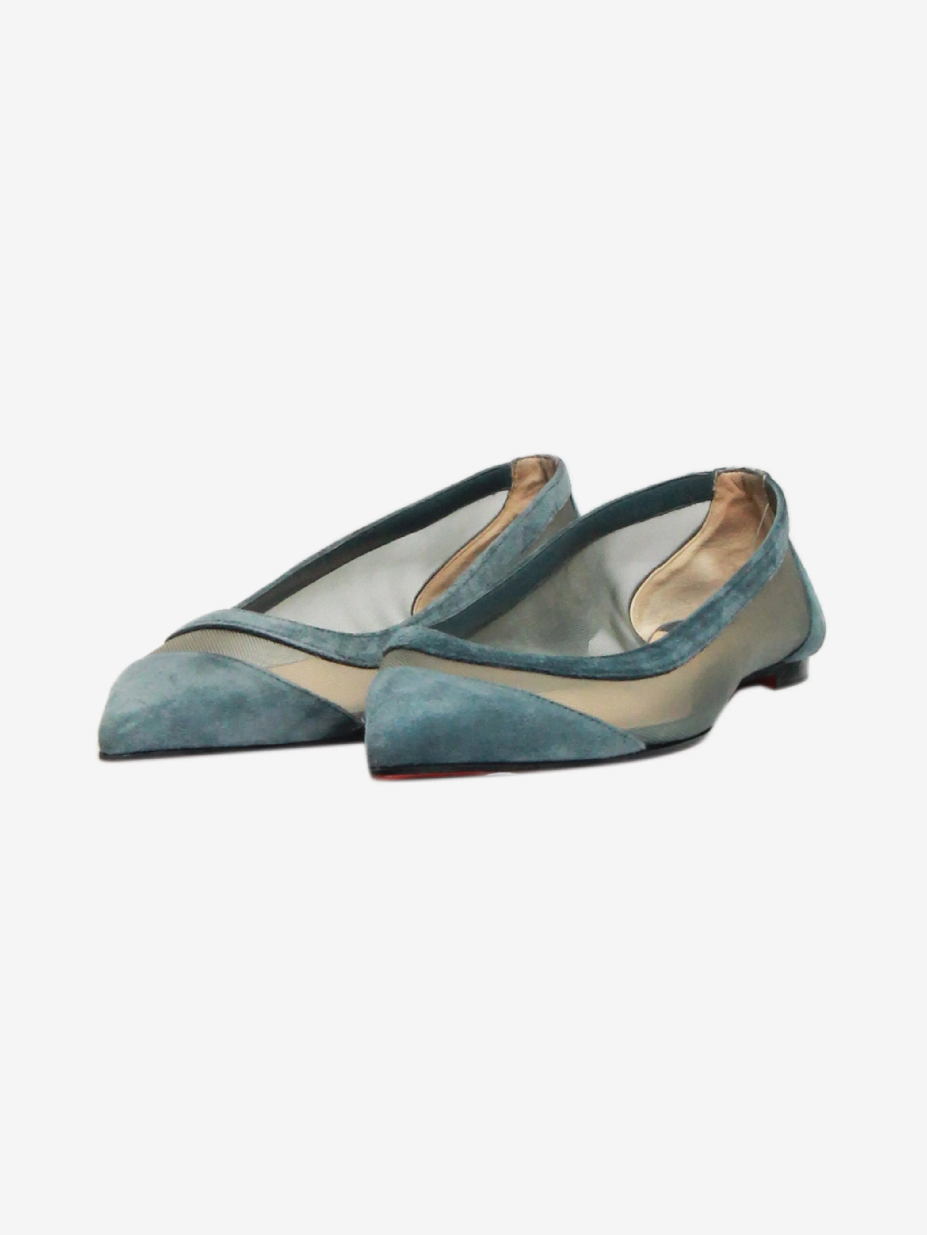 Blue suede and mesh flats - size EU 36