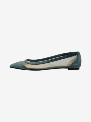 Blue suede and mesh flats - size EU 36