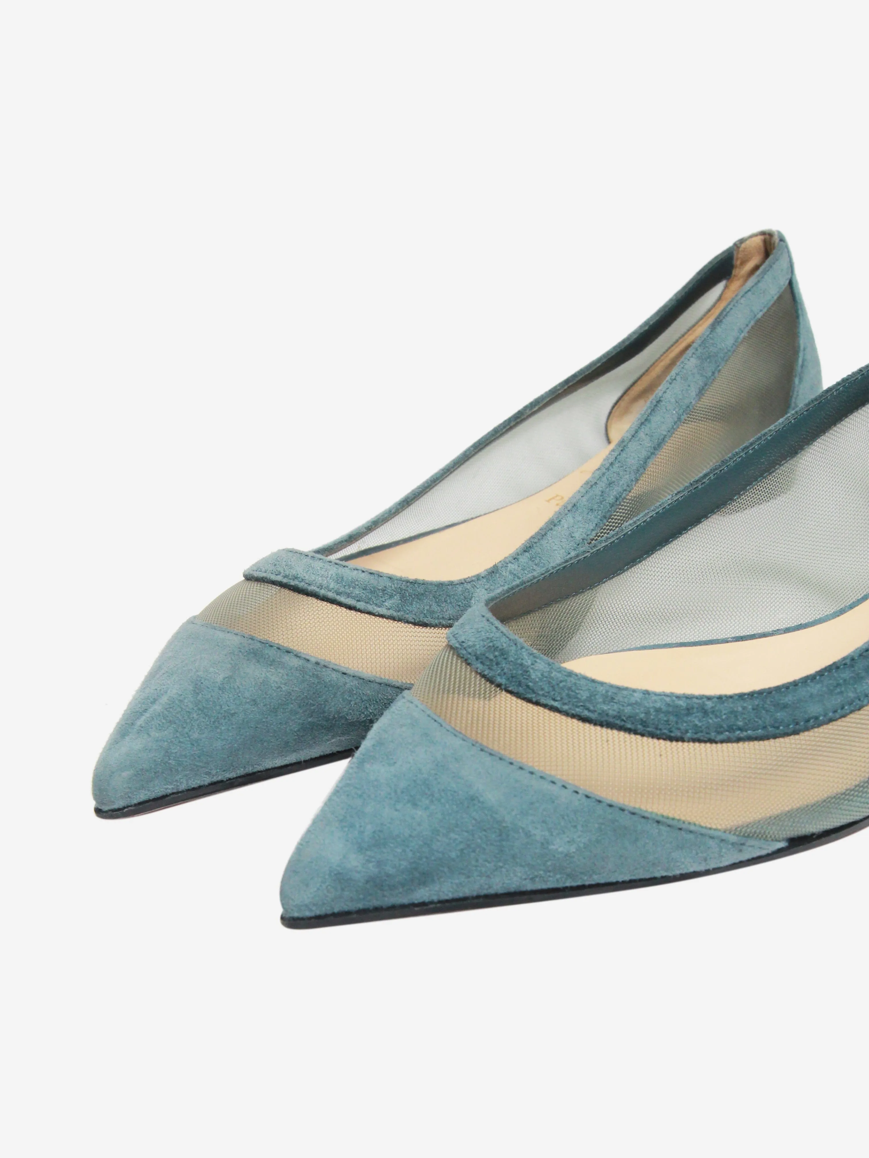 Blue suede and mesh flats - size EU 36