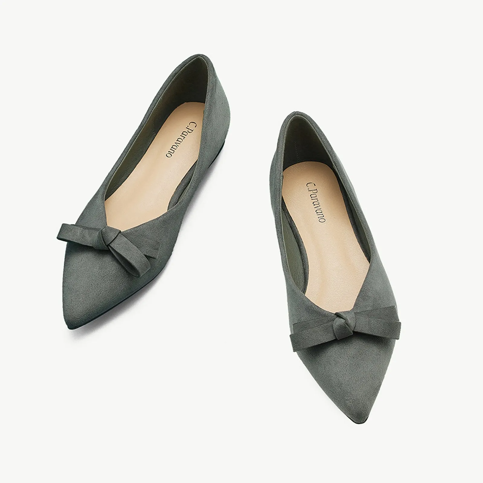 Bowknot Suede Flats (Aida) Haze Blue