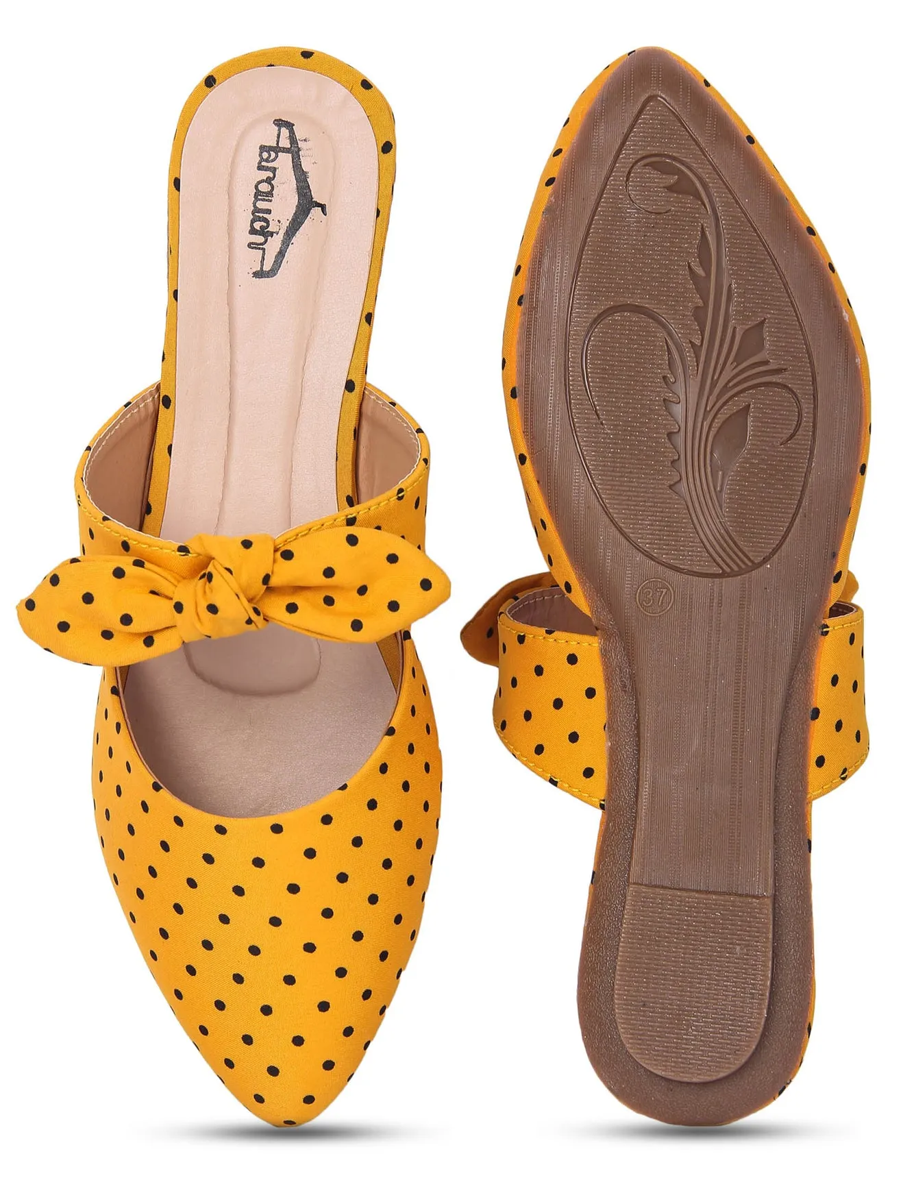 Brauch Mustard Polka Bow Mules