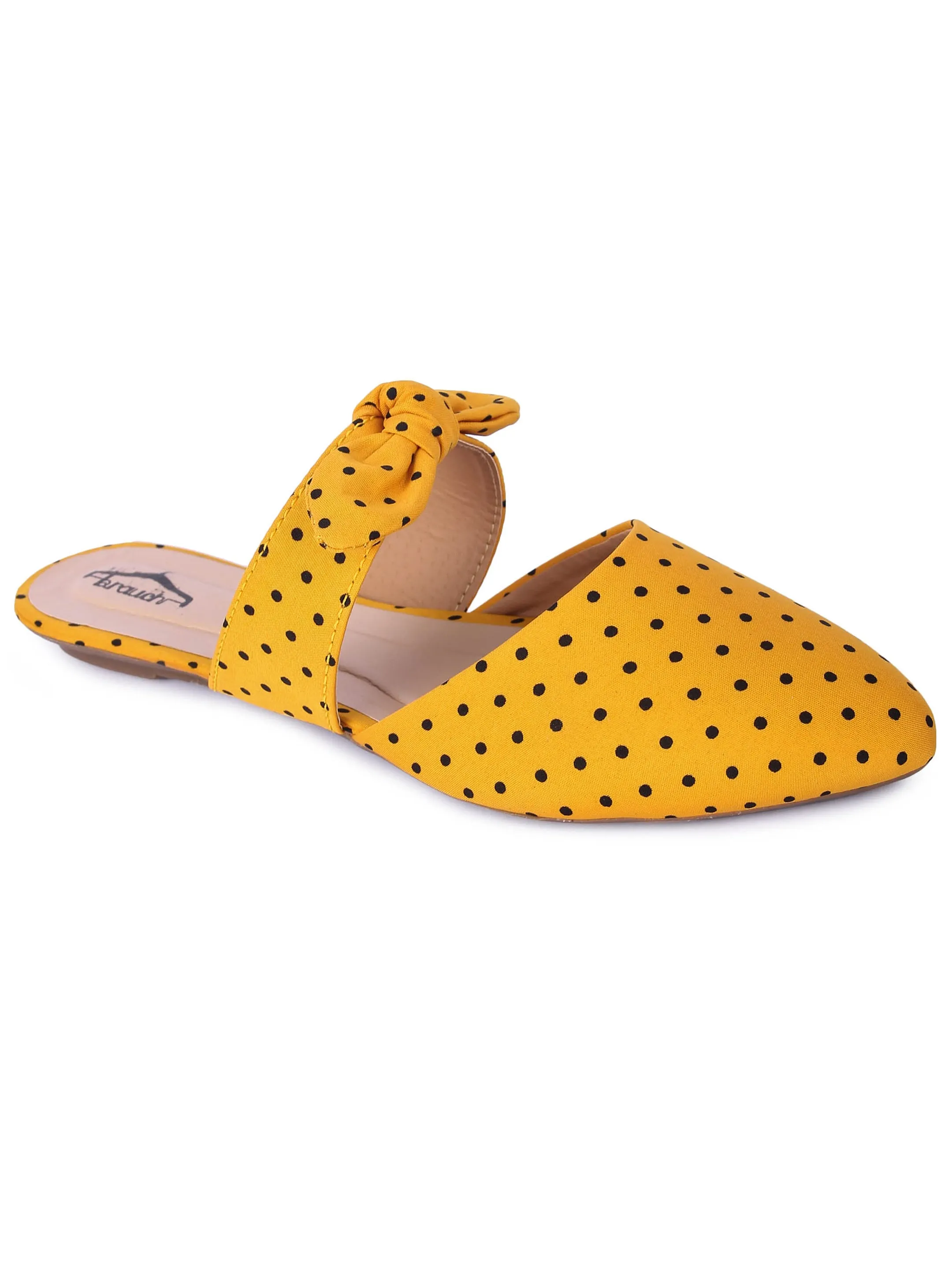 Brauch Mustard Polka Bow Mules