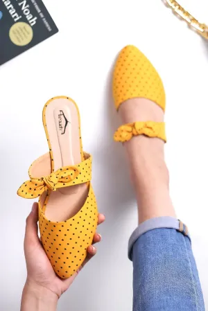 Brauch Mustard Polka Bow Mules