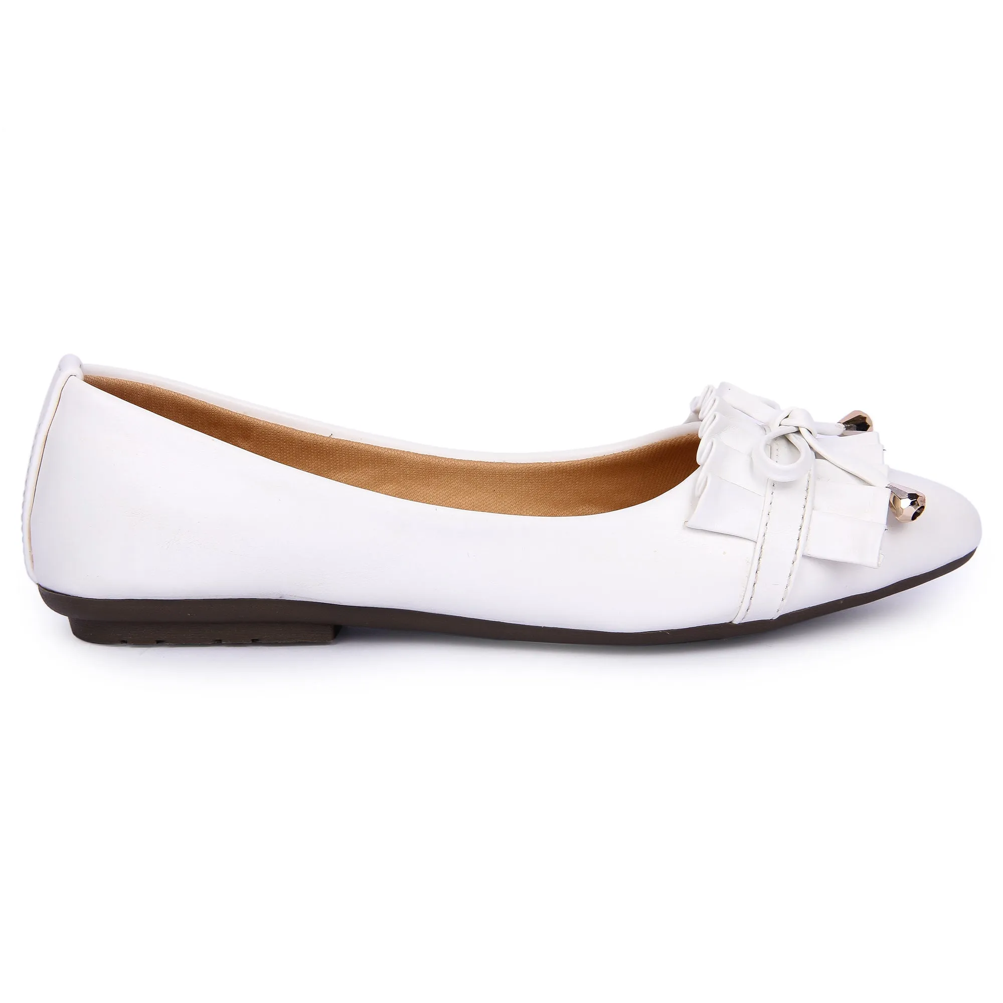 Brauch White Frill Bow Ballarines